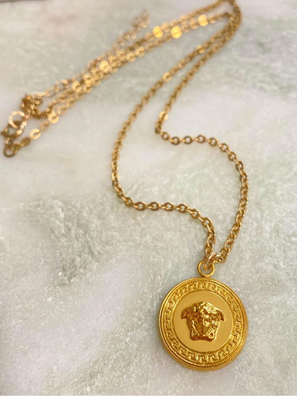 Versace Medusa Button Necklace Upcycled - Picture 2 of 6